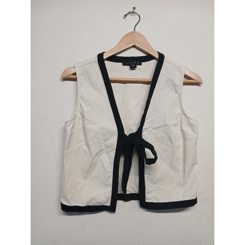 Linen blend minimalist coquette chic tie front vest tullea medium staple